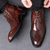 abordables Bottes habillées-Bottines richelieu à bout golf en similicuir bordeaux brillant pour homme – Chaussures habillées à lacets pour mariages et affaires