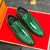 baratos Sapatos Oxford-sapatos masculinos de couro envernizado verde com cadarço – sapatos formais brilhantes com acabamento polido, ideais para casamentos e celebrações noturnas