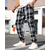 baratos calça casual-Homens Calças Calça casual Com Cordão Cintura elástica Xadrez Vestível Ao ar livre Diário Moda Clássico Preto