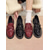 voordelige Damesinstappers &amp; loafers-Dames bordeauxrode lakleren loafers met kwastje en strik, vintage platte schoenen voor casual dates en dagelijks gebruik