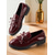 voordelige Damesinstappers &amp; loafers-Dames bordeauxrode lakleren loafers met kwastje en strik, vintage platte schoenen voor casual dates en dagelijks gebruik