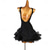 economico abito da competizione-Vestito da ballo latino da donna con scollo a V e schiena scoperta, nero, per competizione latinoamericana, costume da ballo da sala, salsa, samba, cha cha