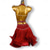 abordables robe de compétition-Robe de danse latine rouge à épaules dénudées et à diamants pour femmes, jupe en maille de compétition