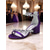 cheap Cocktail-Women&#039;s Purple Satin Block Heel Sandals - Crystal Embellished Ankle Strap Evening Shoes for Elegant Banquets and Cocktail Parties