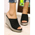 cheap Wedge Sandals-Women's Yellow Crochet Wedge Slide Sandals – Summer Open-Toe Espadrille Platform Shoes for Beach Vacations, Casual Outings, and Resort Wear
