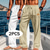 preiswerte Urlaub-Herren Leinenhosen Hose Sommerhose Baggy-Hosen Strandhose Kordelzug Elastischer Bund Gerader Schnitt Einfach Komfort Atmungsaktiv Volle Länge Outdoor Ferien Strand Urlaub Mode White + himmelblau