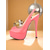 cheap Peep Toe Pumps-Women's Orange Patent PU Leather Platform Stiletto Heels with Peep Toe and Slingback Strap for Nightlife and Club Parties