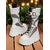 baratos Botas da moda-Botas de combate femininas plataforma brancas, botas de cano alto com cadarço e painel de malha com tiras de fivela, estilo streetwear ousado para looks de vida noturna e festas