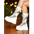 baratos Botas da moda-Botas de combate femininas plataforma brancas, botas de cano alto com cadarço e painel de malha com tiras de fivela, estilo streetwear ousado para looks de vida noturna e festas