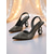 tanie Impreza nocna-damskie czarne czółenka na obcasie typu slingback zdobione kryształkami, buty imprezowe ze szpiczastym noskiem i geometrycznymi kryształowymi obcasami na wieczorne wyjścia i imprezy klubowe