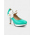 cheap 1950s-Women’s 1950s Vintage  Blue Patent Leather Heels with White Bow and Pearl Detail – Retro Platform Pumps for Parties, Weddings, and Daily Elegance
