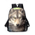 abordables Mochilas para Niños y Adolescentes-Conjunto de mochila de 3 piezas con estampado de lobo para niño: mochila escolar ligera y duradera con lonchera y estuche para lápices para estudiantes, aventuras al aire libre y viajes diarios. Kayomi Harai