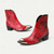 voordelige Premium lederen laarzen-Rode western chelsea boots voor heren – enkellaarsjes van echt runderleer met studs aan de zijkant, rits en metalen neus voor dansfeesten, avondrecepties en formele themafeesten