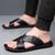 cheap Vacation Sandals-Men's Tan Faux Leather Cross-Strap Sandals Comfortable Slip-On Design with Durable Rubber Sole Ideal for Casual Summer Beach and Outdoor Activities