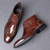 abordables Bottes habillées-Bottines richelieu à bout golf en similicuir bordeaux brillant pour homme – Chaussures habillées à lacets pour mariages et affaires