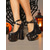 abordables Pour les femmes-Escarpins à plateforme gothiques pour femmes des années 1980 – Mary Janes épaisses en cuir verni noir avec pointes et détails de boucle pour Halloween, les fêtes et les soirées