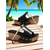 cheap Vacation Sandals-Women&#039;s Black and White Cork Wedge Sandals with Rhinestone Accents  Casual Summer Slip-On Shoes for Beach Trips and Vacation Outfits