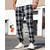 baratos calça casual-Homens Calças Calça casual Com Cordão Cintura elástica Xadrez Vestível Ao ar livre Diário Moda Clássico Preto