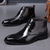 abordables Bottes habillées-Bottines richelieu à bout golf en similicuir bordeaux brillant pour homme – Chaussures habillées à lacets pour mariages et affaires