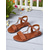 cheap Casual Sandals-Women&#039;s Red Flat Sandals – Comfortable Summer Shoes with Metal Accents for Beach, Park and Garden Parties