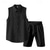 cheap Men&#039;s Tee Sets-Men&#039;s T-shirt Suits 2 Pieces Outfits Tee &amp; Shorts Sleeveless Lapel Summer Plain Fashion Casual 2 Piece Vacation Daily Wear Going out Black White Yellow Top Tee for Men