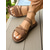 cheap Vacation Sandals-Women&#039;s Casual Brown Flat Sandals – Crisscross Strappy Slip-On Shoes with Ankle Chain for Summer, Beach, and Outdoor Activities