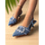 cheap Kitten Heels-Women&#039;s Denim Pointed Toe Slingback Flats, Rhinestone Buckle Detail Casual Dress Shoes, Stylish and Comfortable for Everyday Wear and Romantic Dates