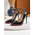 voordelige Klassieke Pumps-Zwarte leren stilettohakken voor dames met enkelbandje - sexy puntige hakken voor het nachtleven, feesten en clubwear