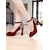 economico Block Heels-Scarpe col tacco in vernice rossa da donna, décolleté con cinturino alla caviglia e glitter sul retro, per eleganti appuntamenti quotidiani e uscite romantiche informali