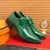 baratos Sapatos Oxford-sapatos masculinos de couro envernizado verde com cadarço – sapatos formais brilhantes com acabamento polido, ideais para casamentos e celebrações noturnas