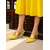 cheap Nightlife Party-Women&#039;s Yellow Stiletto Mules with Gold Coil Straps - Pointed Toe High Heels for Nightlife Parties and Evening Events