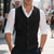 cheap Men&#039;s Vest-Men&#039;s Vest Gilet Outdoor Daily Fashion Casual Spring Fall Buttons Pocket Polyester Comfortable Plain Single Breasted One-button V Neck Regular Fit Black Gray Vest
