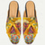 cheap Premium Leather Loafers-Men's Yellow Premium Cowhide Mules with Vibrant Floral Embroidery and Tassel Detail – Chic Footwear for Summer Gatherings and Casual Festivities