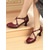 cheap 1950s-Women&#039;s Brown Oxford-Style Mid Heel Pumps with Cross Straps – 1950s Vintage Brogue Mary Jane Shoes for Office, Retro Parties, and Daily Wear