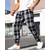 baratos calça casual-Homens Calças Calça casual Com Cordão Cintura elástica Xadrez Vestível Ao ar livre Diário Moda Clássico Preto