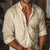 cheap Vacation-Men&#039;s Shirt Linen Shirt Casual Shirt Button Up Shirt Cotton Shirt Plain Vacation Hawaiian White Long Sleeve Band Collar Spring Fall Clothing Apparel Button-Down