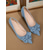 cheap 1950s-Women&#039;s Light Blue Bow Block Heel Pumps – 1950s Vintage Pointed Toe Denim Fabric Heels for Office, Weddings, and Daily Wear