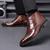abordables Bottes habillées-Bottines richelieu à bout golf en similicuir bordeaux brillant pour homme – Chaussures habillées à lacets pour mariages et affaires