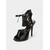 preiswerte Nachtleben Party-Schwarze Lack-Stiletto-Sandalen zum Schnüren für Damen – sexy Cutout-High-Heels mit Schnallendetails für das Nachtleben und Partys auf dem Dach
