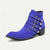 preiswerte Hochwertige Lederstiefel-Herren-Bikerstiefel aus echtem Rindsleder in Blau mit Schnallenriemen – stylische Retro-Boots für Freizeit, Streetstyle und Nachtleben