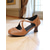 cheap 1950s-Women&#039;s Brown Oxford-Style Mid Heel Pumps with Cross Straps – 1950s Vintage Brogue Mary Jane Shoes for Office, Retro Parties, and Daily Wear
