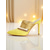 cheap Nightlife Party-Women&#039;s Yellow Stiletto Mules with Gold Coil Straps - Pointed Toe High Heels for Nightlife Parties and Evening Events
