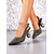 tanie Impreza nocna-damskie czarne czółenka na obcasie typu slingback zdobione kryształkami, buty imprezowe ze szpiczastym noskiem i geometrycznymi kryształowymi obcasami na wieczorne wyjścia i imprezy klubowe
