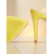 cheap Nightlife Party-Women&#039;s Yellow Stiletto Mules with Gold Coil Straps - Pointed Toe High Heels for Nightlife Parties and Evening Events