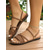 cheap Vacation Sandals-Women&#039;s Casual Brown Flat Sandals – Crisscross Strappy Slip-On Shoes with Ankle Chain for Summer, Beach, and Outdoor Activities