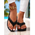 cheap Vacation Sandals-Women&#039;s Black Braided Flip Flop Sandals – Casual Summer Footwear for Beach, Poolside, and Daily Comfort