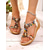 cheap Wedge Sandals-Women's Bohemian Wedge Sandals with Colorful Beaded Embellishments – Ethnic Style Open-Toe Summer Shoes for Beach, Vacations, and Casual Outings