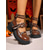 ieftine Pentru femei-Pantofi Mary Jane cu platformă, stil gotic, pentru femei - tocuri groase din piele lăcuită maro, cu lanțuri și barete cu ținte, pentru Halloween, cosplay și ținute punk rock
