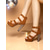 cheap Platform Sandals-Women's Brown Suede Platform High Heel Sandals with Glitter Block Heels and Strappy Buckle Design for Nightlife and Club Parties