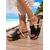 cheap Vacation Sandals-Women&#039;s Black and White Cork Wedge Sandals with Rhinestone Accents  Casual Summer Slip-On Shoes for Beach Trips and Vacation Outfits